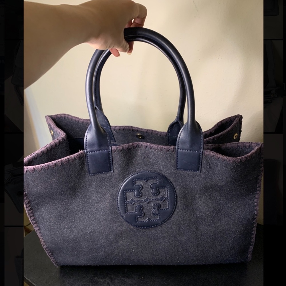 Tory Burch Ella Large Wool and Leather Tote